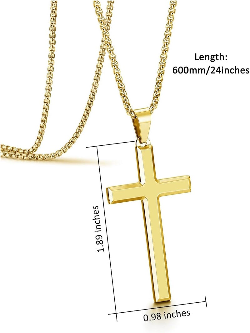PiercingJ Cross Necklace Black Gold Silver Rotating Pendant Crucifix Necklaces For Him Men's Christmas Birthday Gift - Image 2